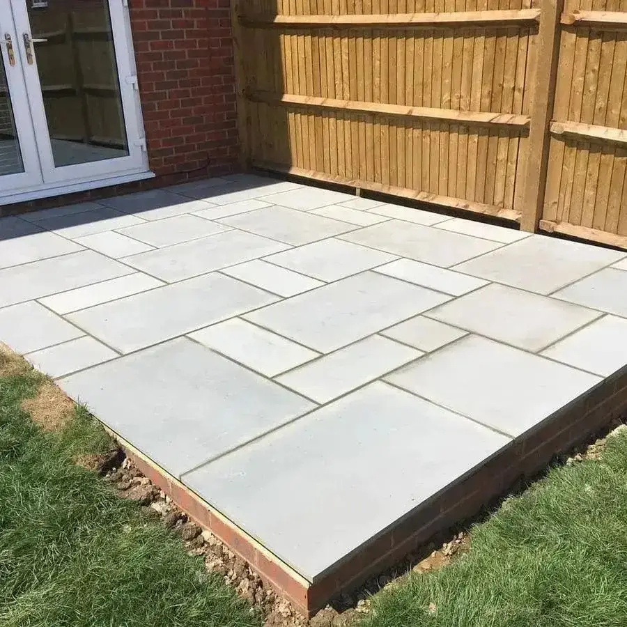 Block paving in charcoal and buff tones