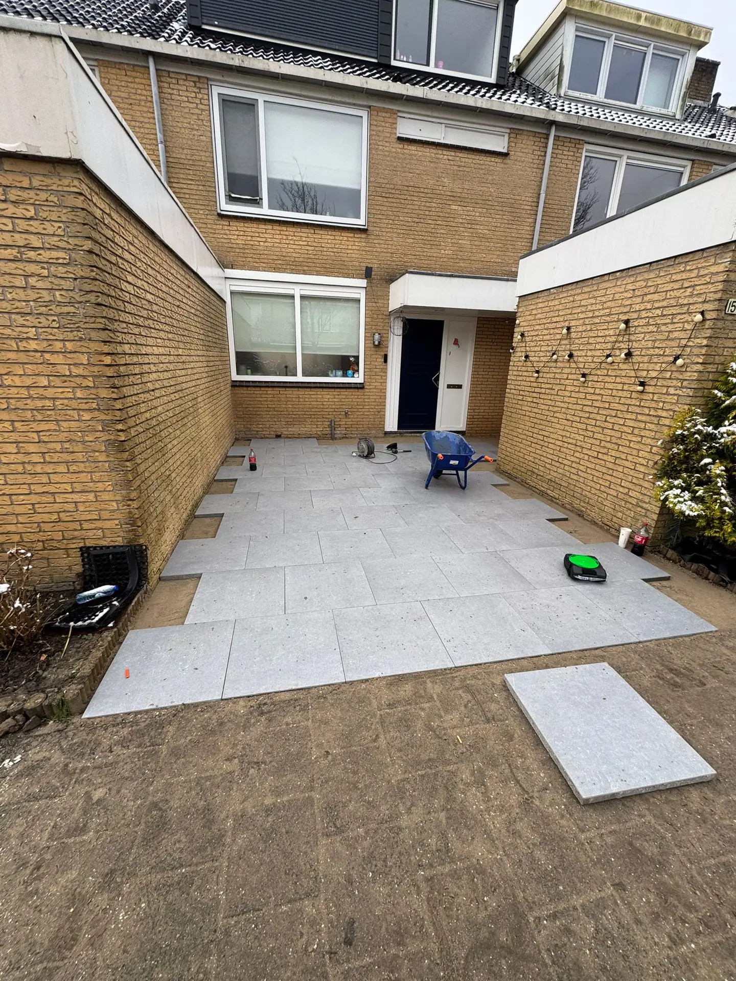 Paved outdoor surface before and after work