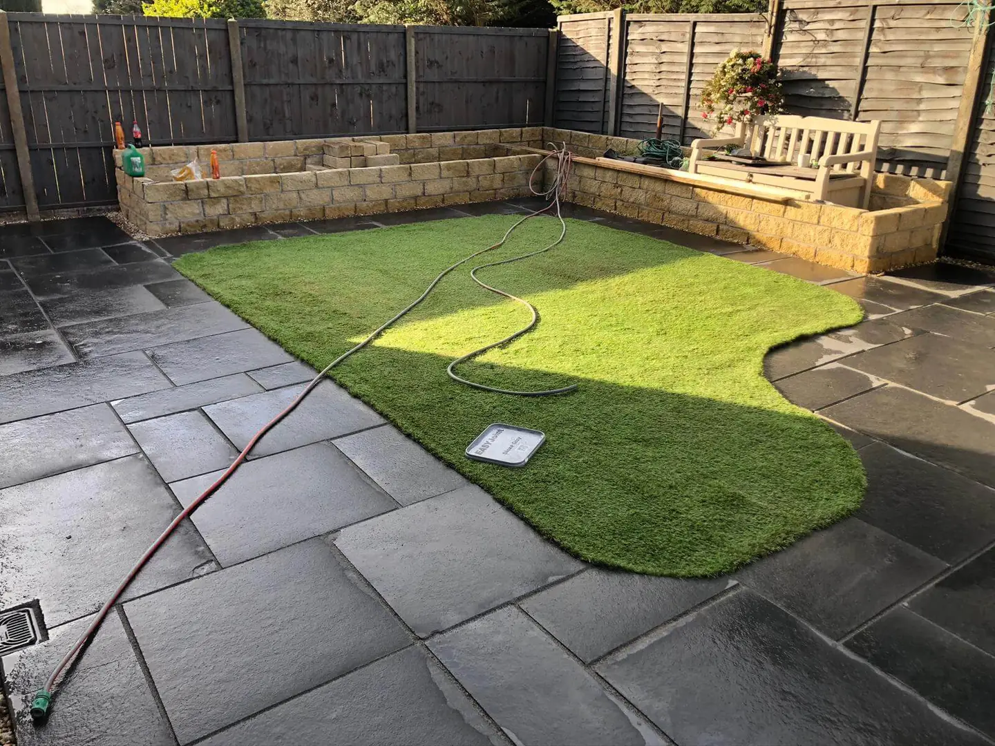 Paving slabs being laid