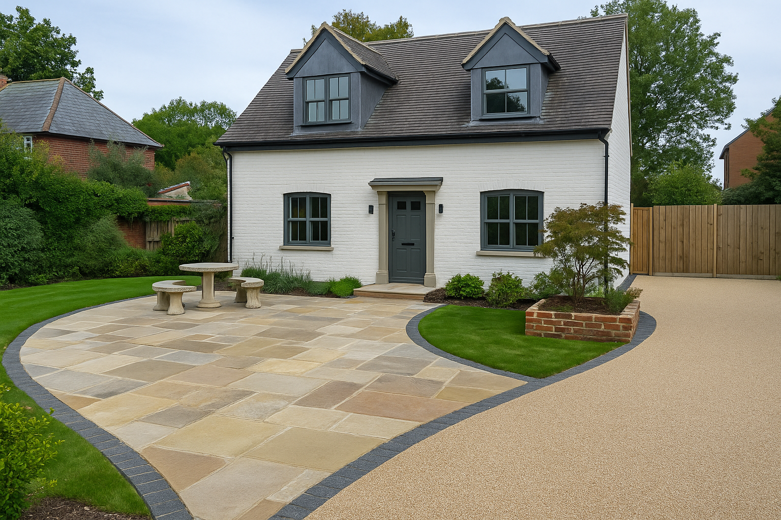 sleek resin driveways for contemporary builds to natural stone patios